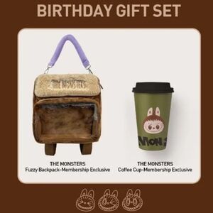 (SHIPS IN 24HRS) POP MART MEMBER EXCLUSIVE: FUZZY BACKPACK with COFFEE CUP